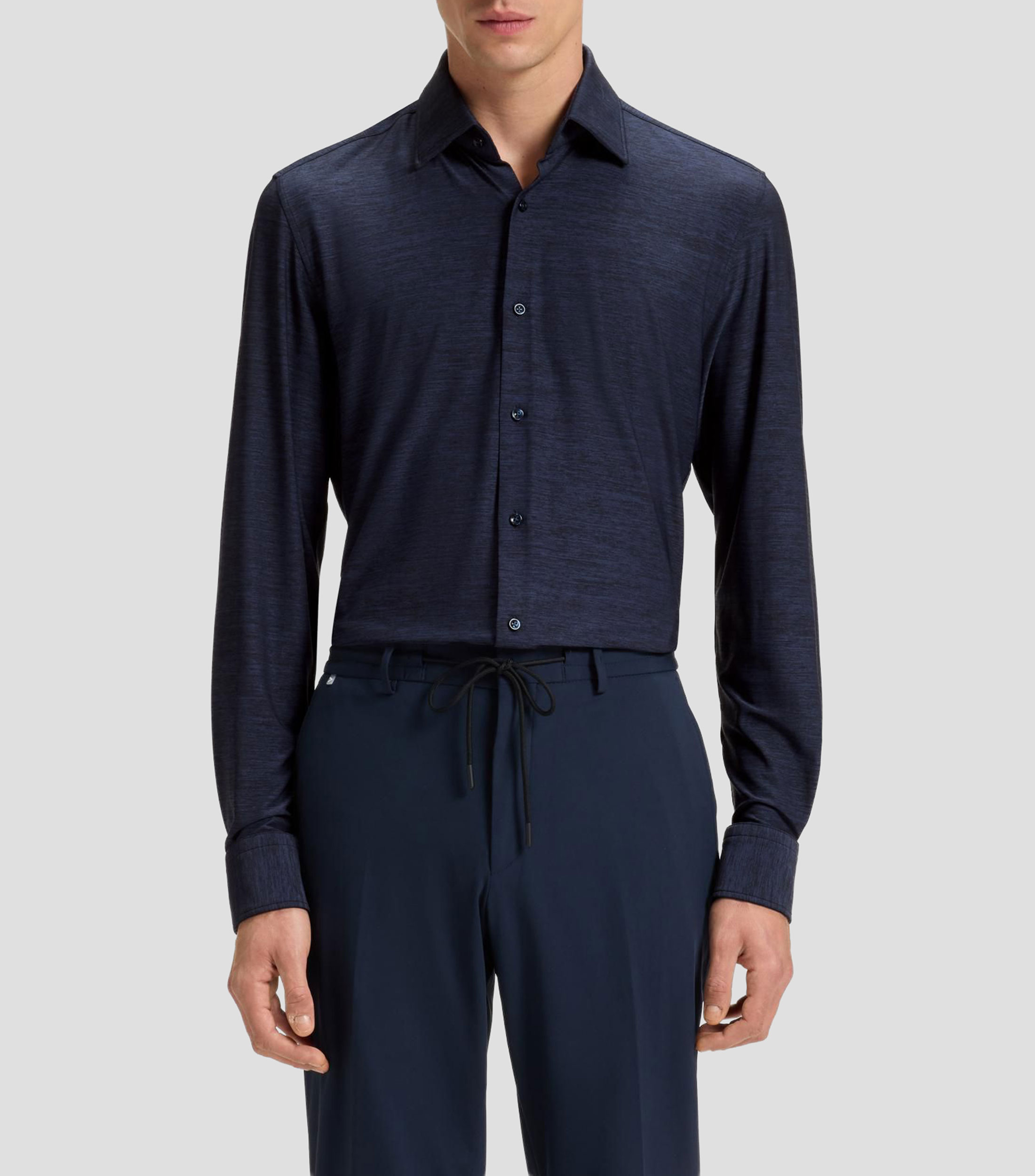 Camisa slim de franela elástica técnica cepillada Hombre